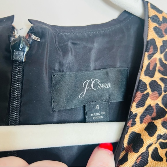 J. Crew Leopard Print Piped Slimming Knee Length Sleeveless Sheath Dress 4 - Picture 11 of 14